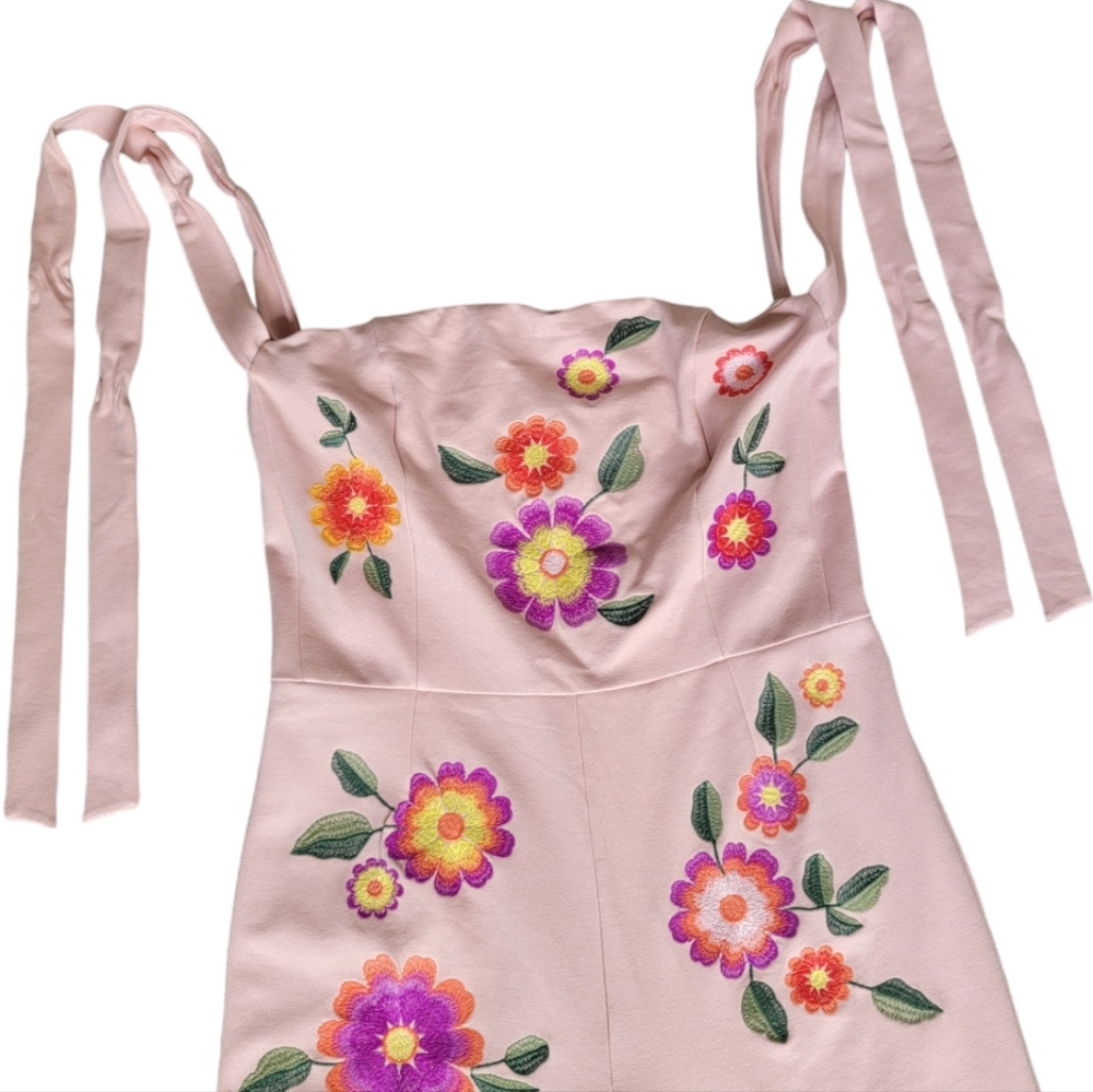 Guaraxez Exitosa Rose Jumpsuit Wide Leg Embroidered Romper Pink Boho Wom… - Picture 5 of 17
